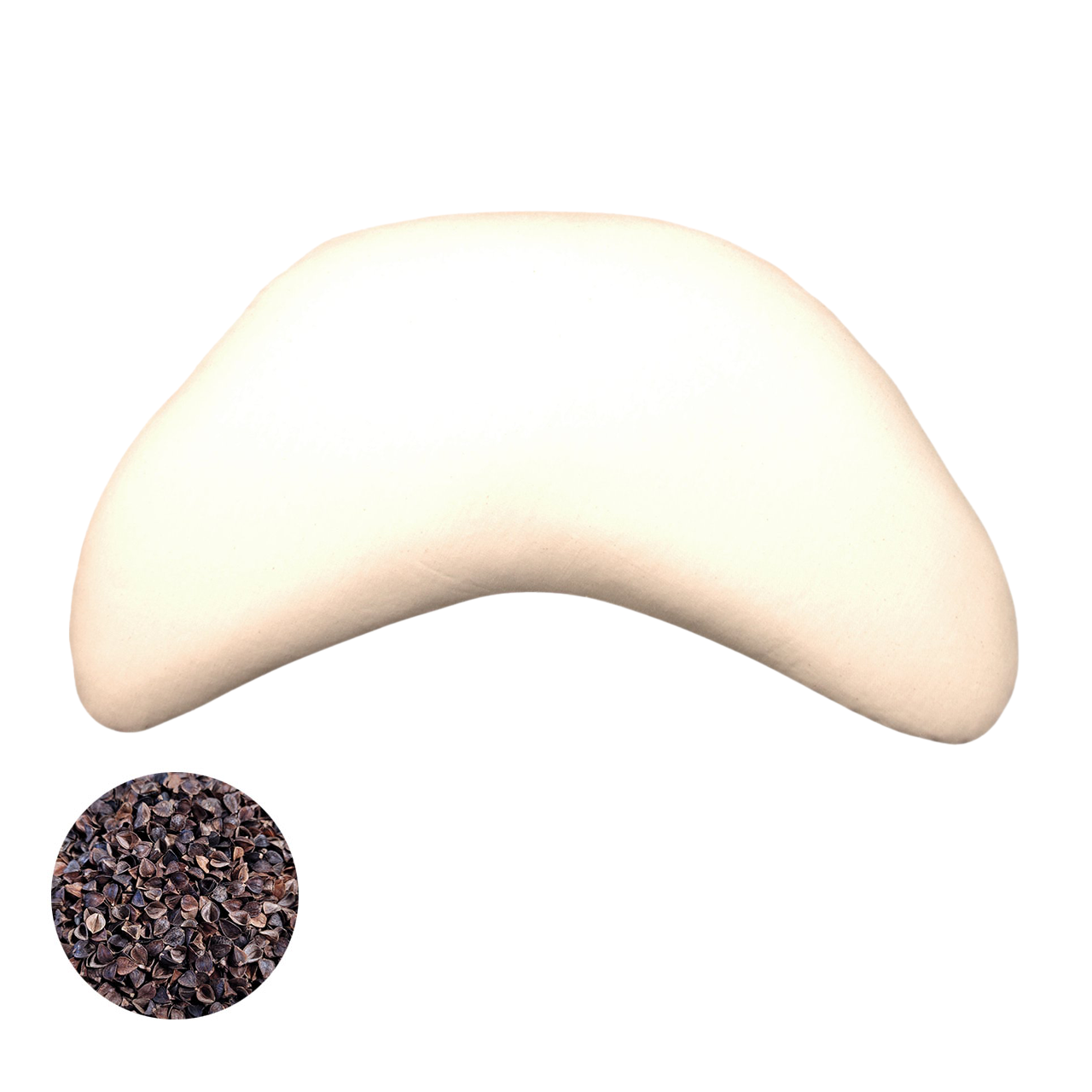 Speltex Halbmond Meditationskissen mit Bio Buchweizenschalen Füllung