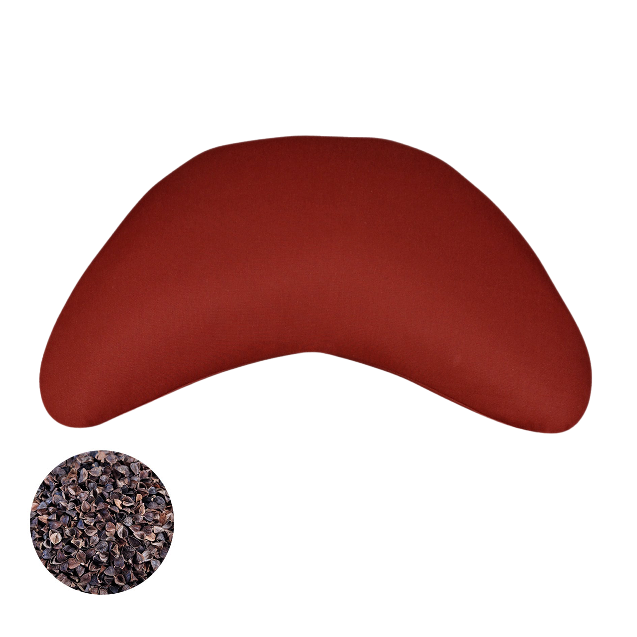 Speltex Halbmond Meditationskissen mit Bio Buchweizenschalen Füllung