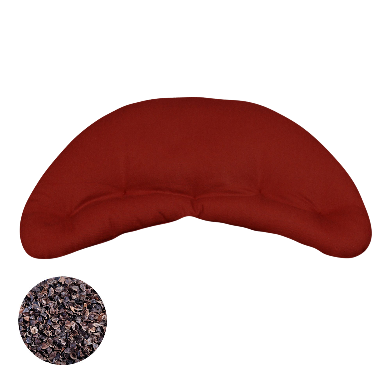 Speltex Halbmond Meditationskissen mit Bio Buchweizenschalen Füllung