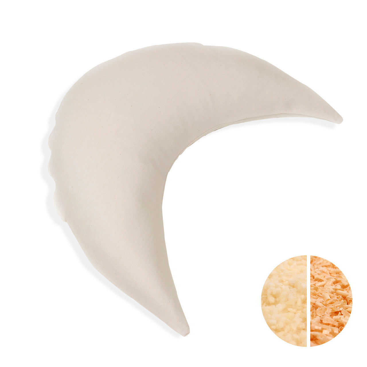 Mudis Mondkissen Nackenkissen mit Bio Schafschurwoll / Zirbenholz Füllung