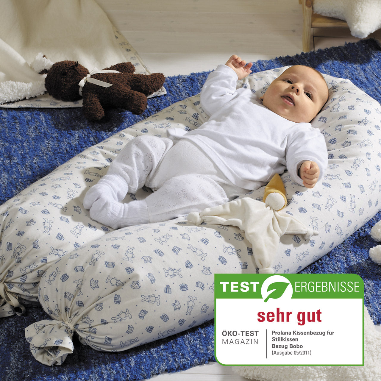 Prolana Kissenbezug für Stillkissen mit Bio Dinkelspelzen Füllung, 20 x 190 cm