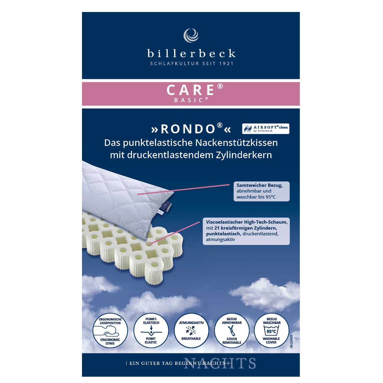 Billerbeck RONDO Nackenkissen mit Viscose Kern