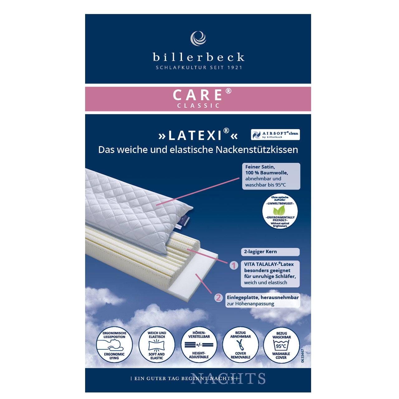 Billerbeck LATEXI® Nackenkissen mit Latex Kern