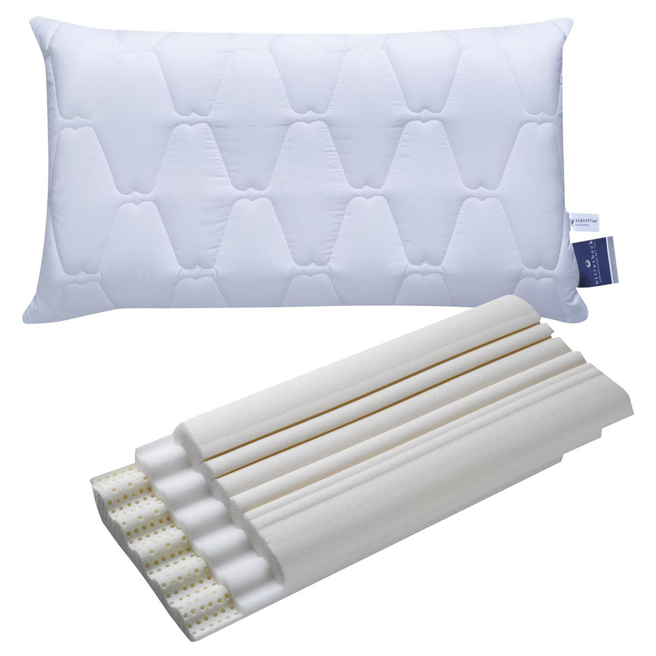Billerbeck NOVUM Nackenkissen 3-tlg mit viscoelastischem Schaum / Softlatex Kern