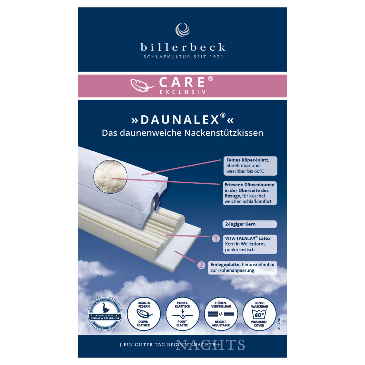 Billerbeck DAUNALEX® Nackenkissen mit Latex Kern