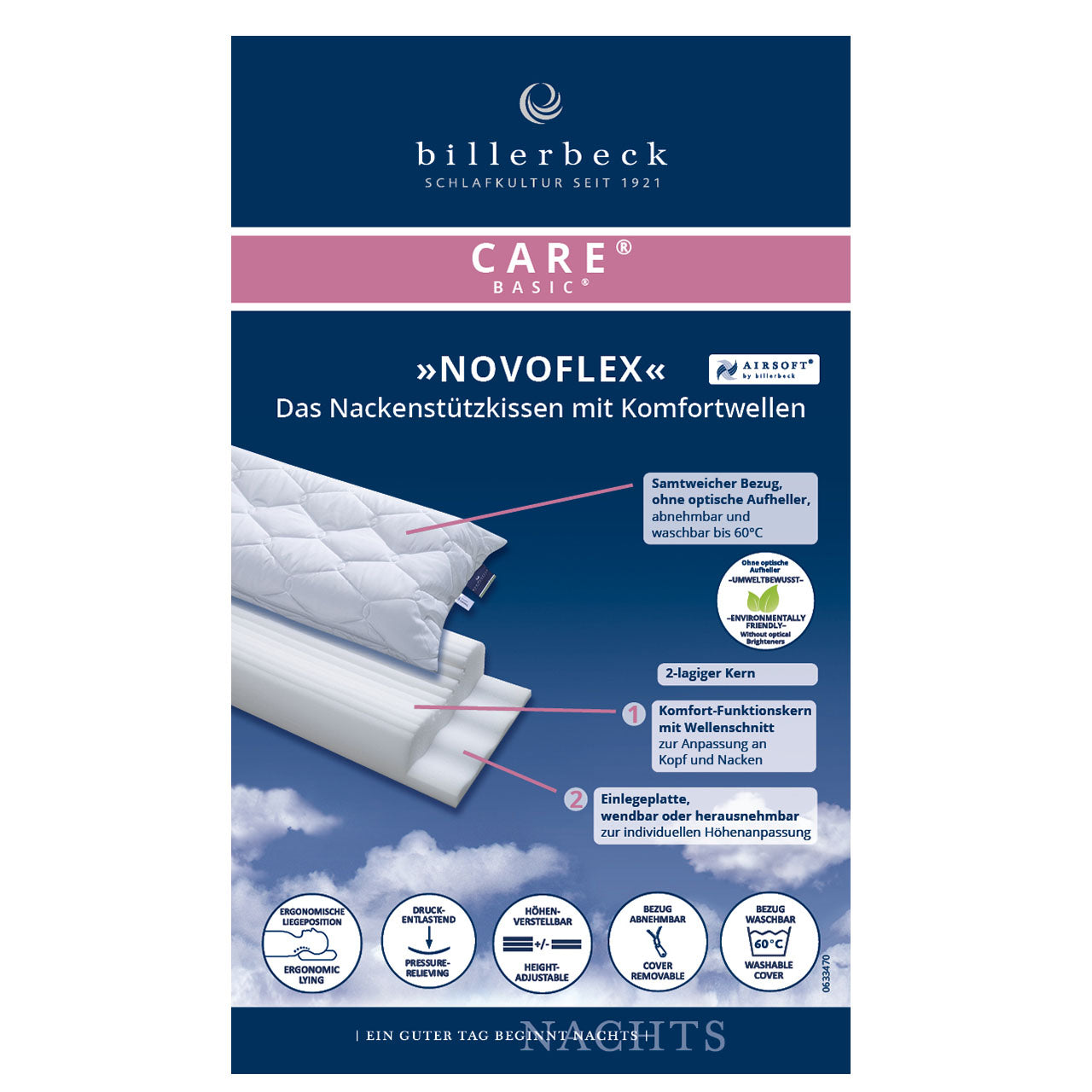 Billerbeck NOVOFLEX Nackenkissen mit Kaltschaum Kern