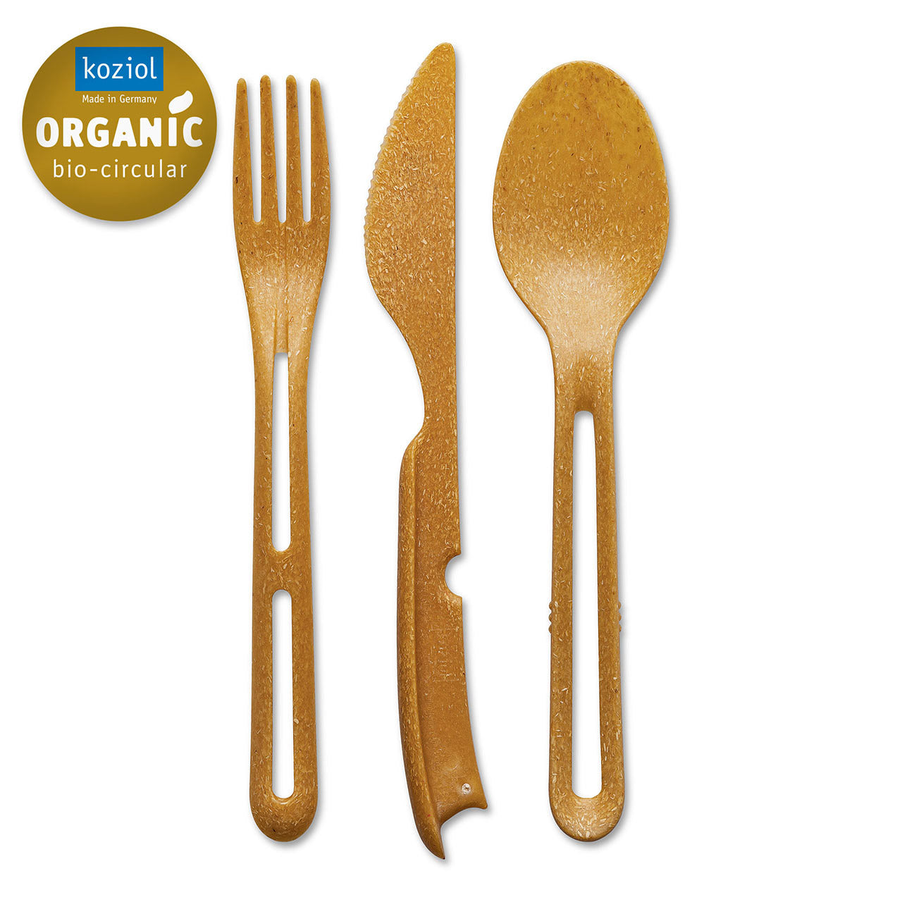 Koziol Klikk Outdoor Besteck-Set aus Bio Plastik, 3 teilig