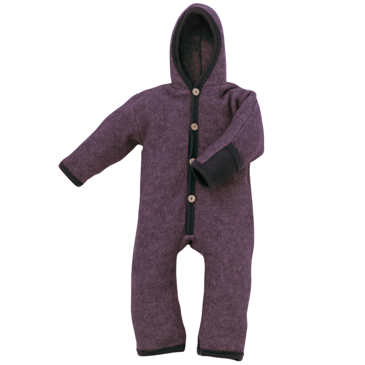 Cosilana Baby Overall mit Kapuze und Kratzschutz aus Bio Wolle / Bio Baumwolle