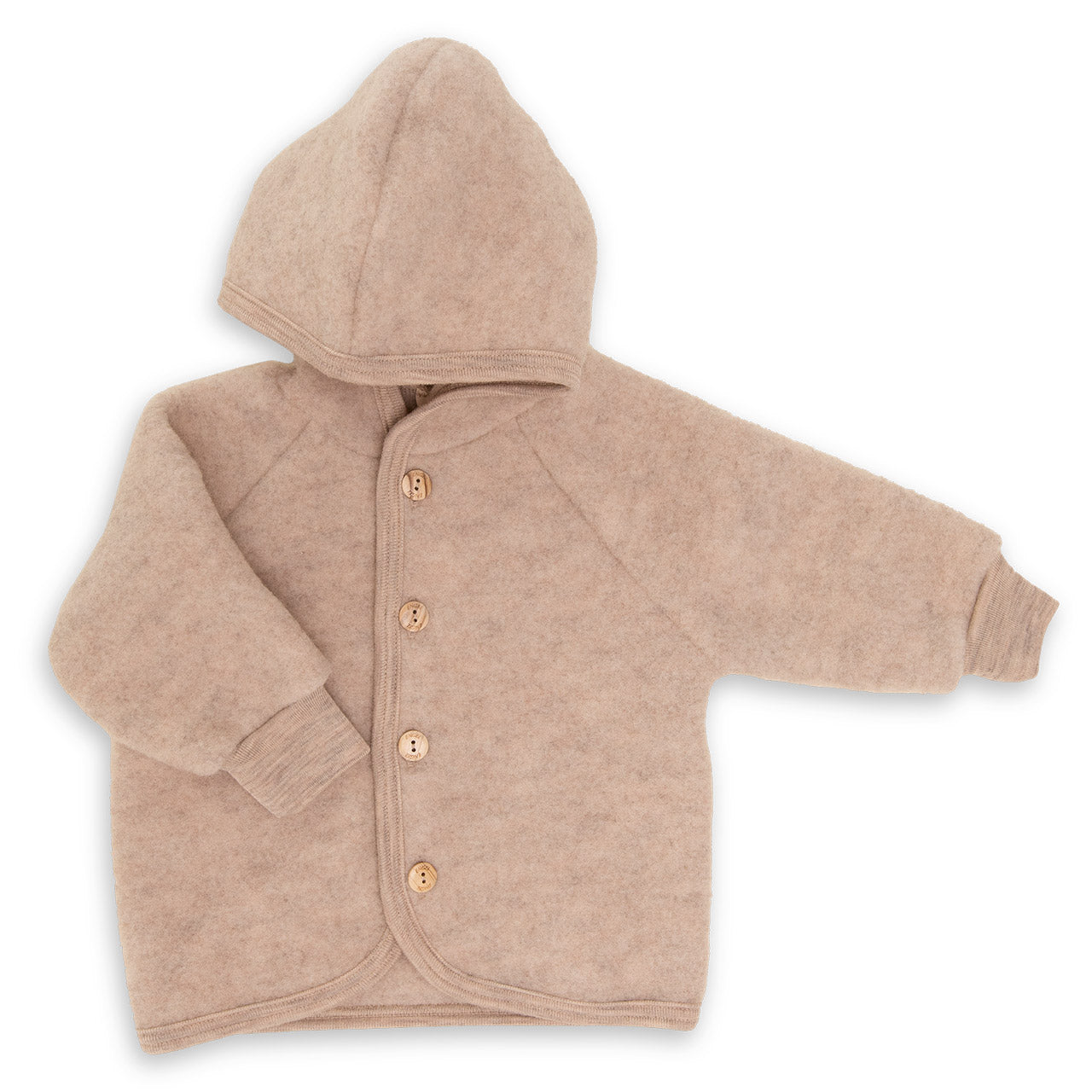 Engel Baby Jacke mit Kapuze und Knöpfen aus Schurwolle / Fleece