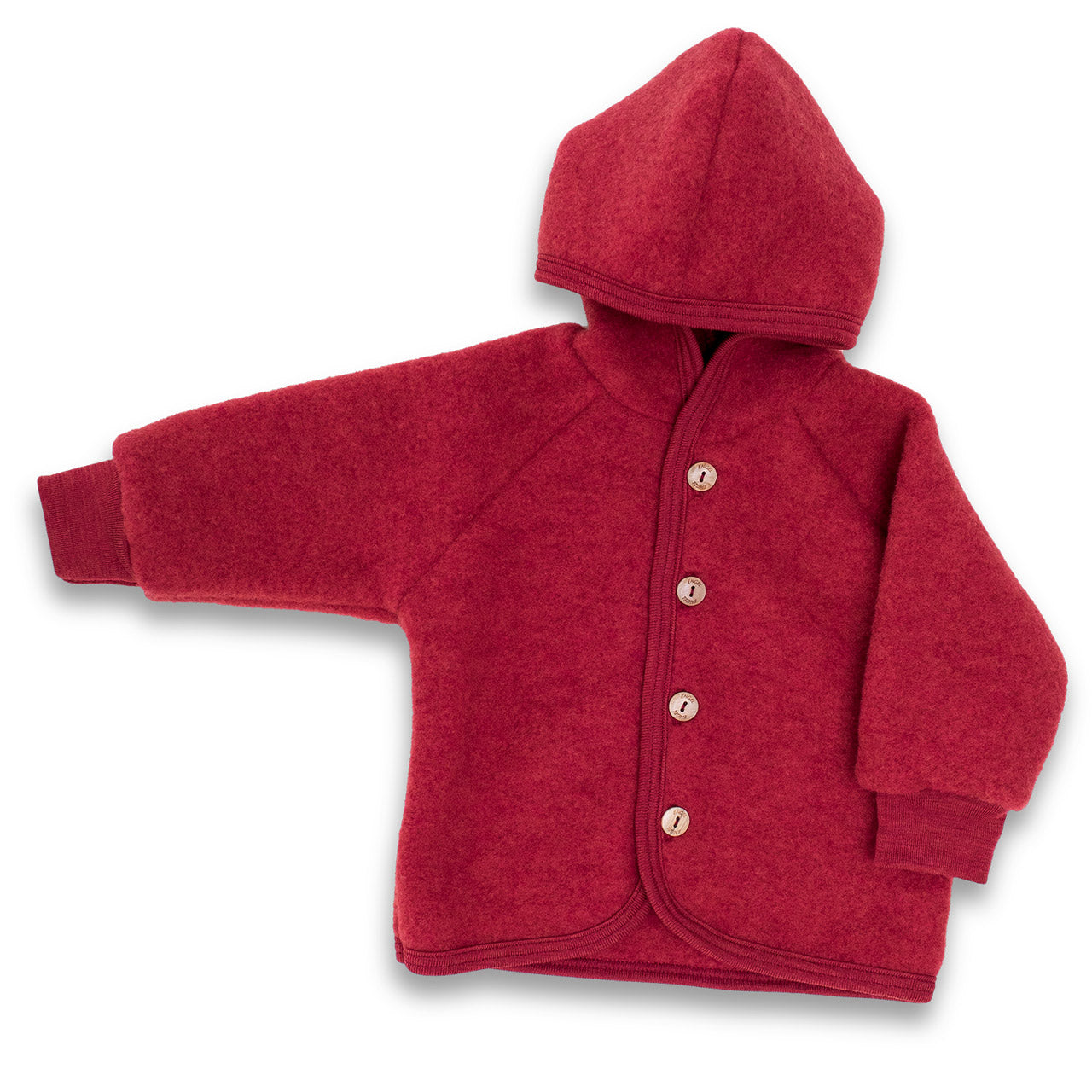 Engel Baby Jacke mit Kapuze und Knöpfen aus Schurwolle / Fleece