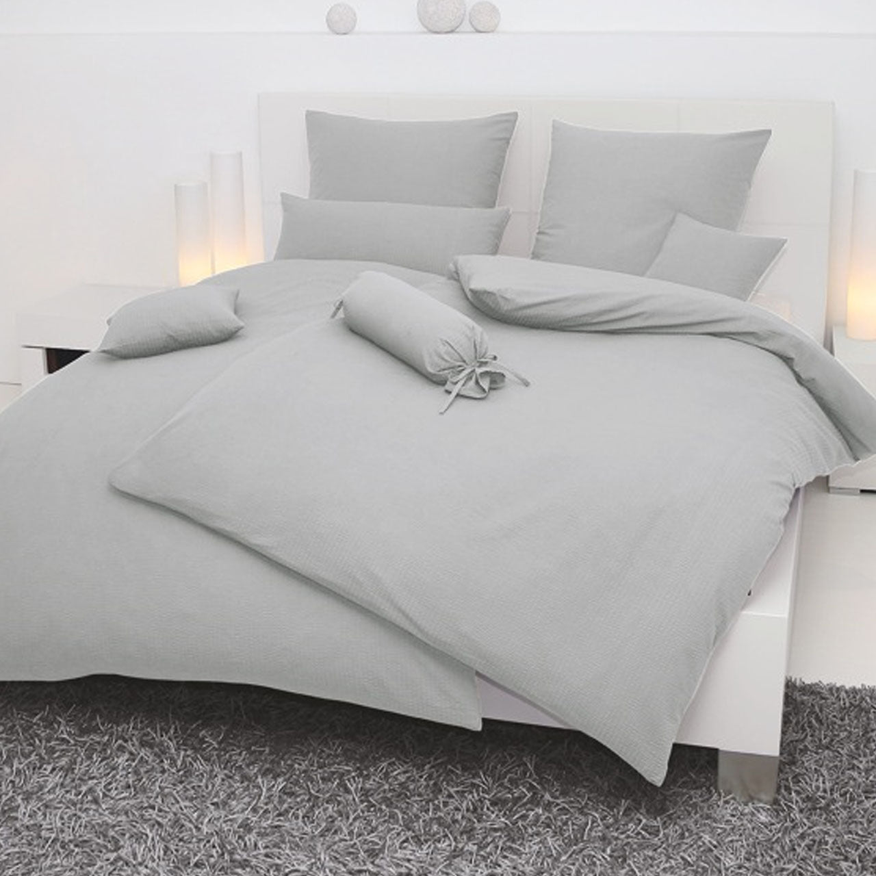 Janine Sensitive Uni Kissenbezug aus Baumwoll Seersucker