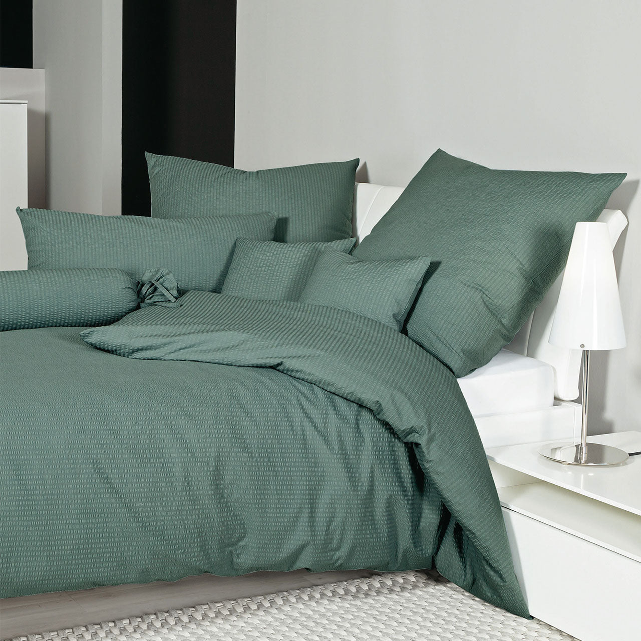 Janine Sensitive Uni Kissenbezug aus Baumwoll Seersucker