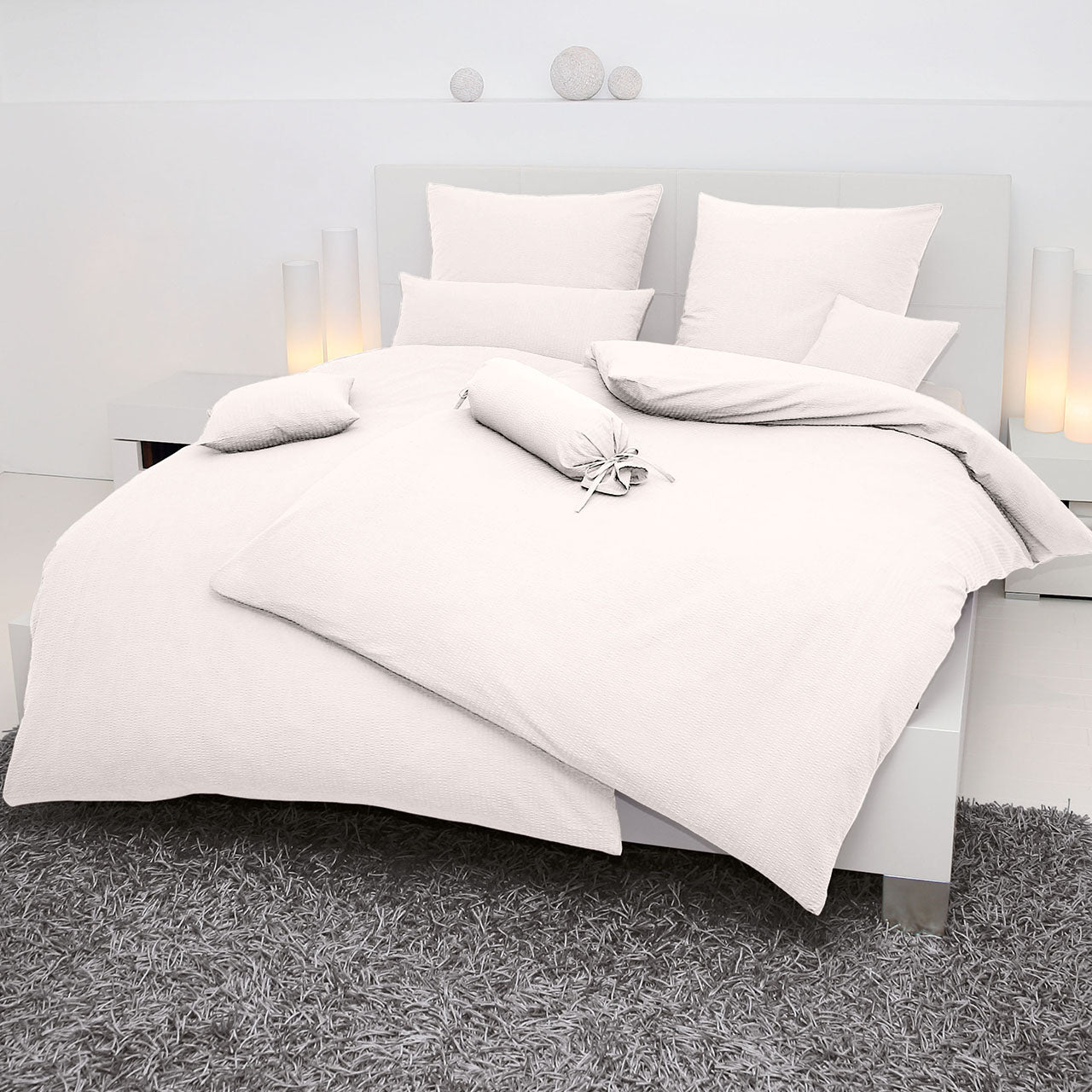 Janine Sensitive Uni Kissenbezug aus Baumwoll Seersucker