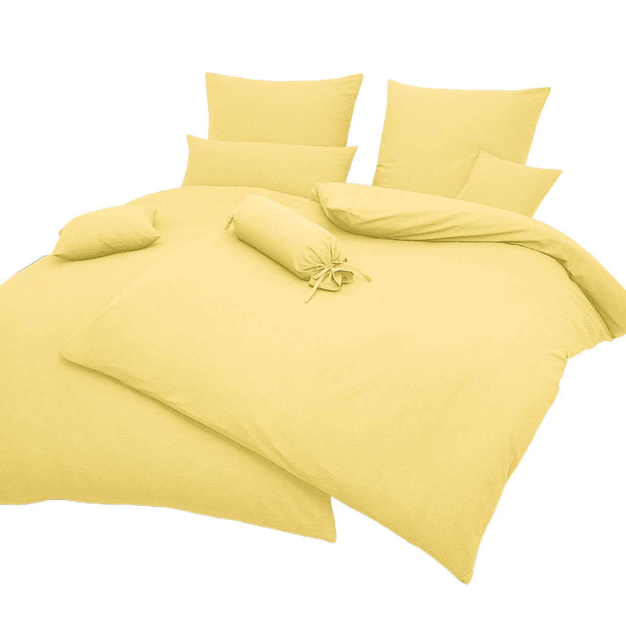 Janine Sensitive Uni Bettwäsche Set aus Baumwoll Seersucker