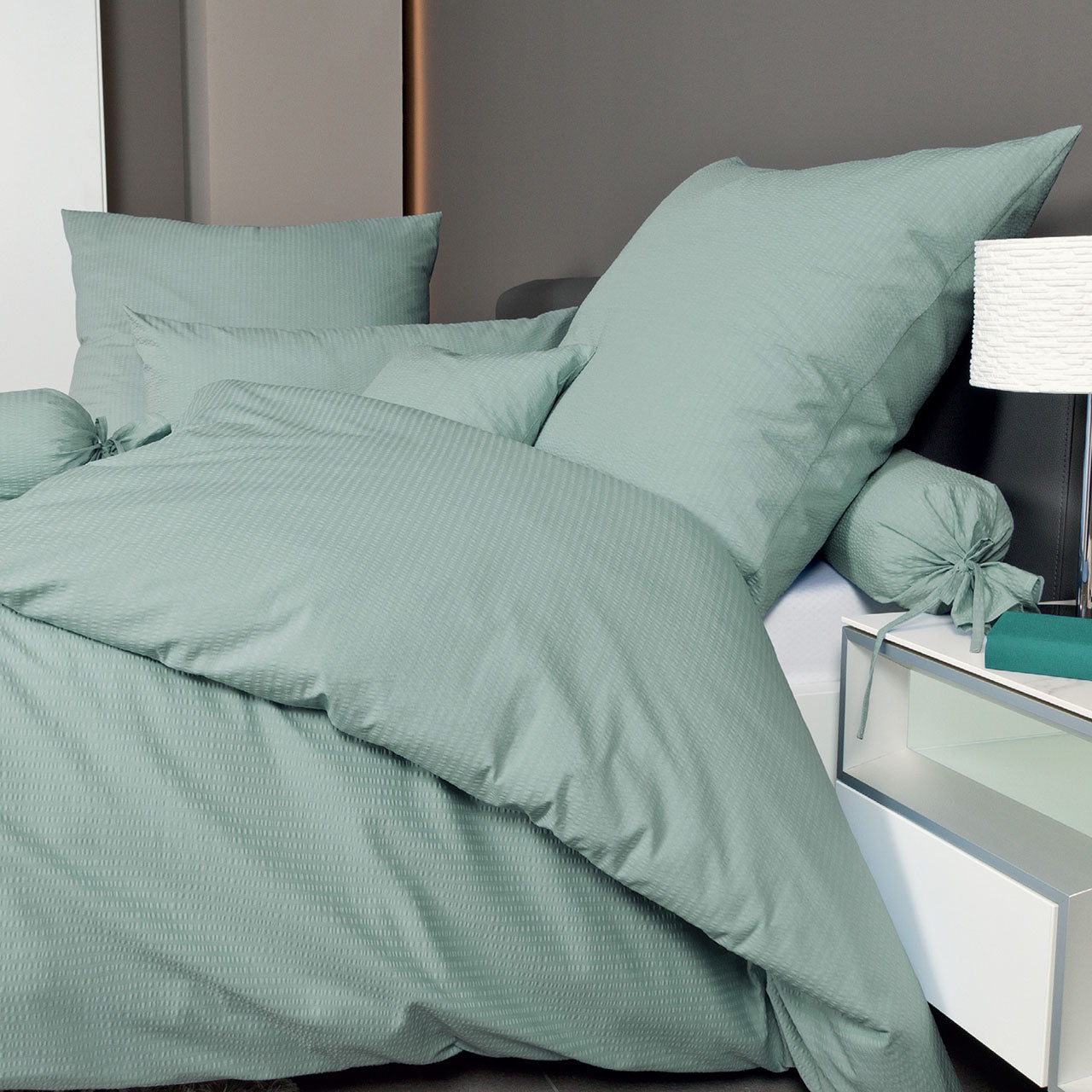 Janine Sensitive Uni Bettwäsche Set aus Baumwoll Seersucker