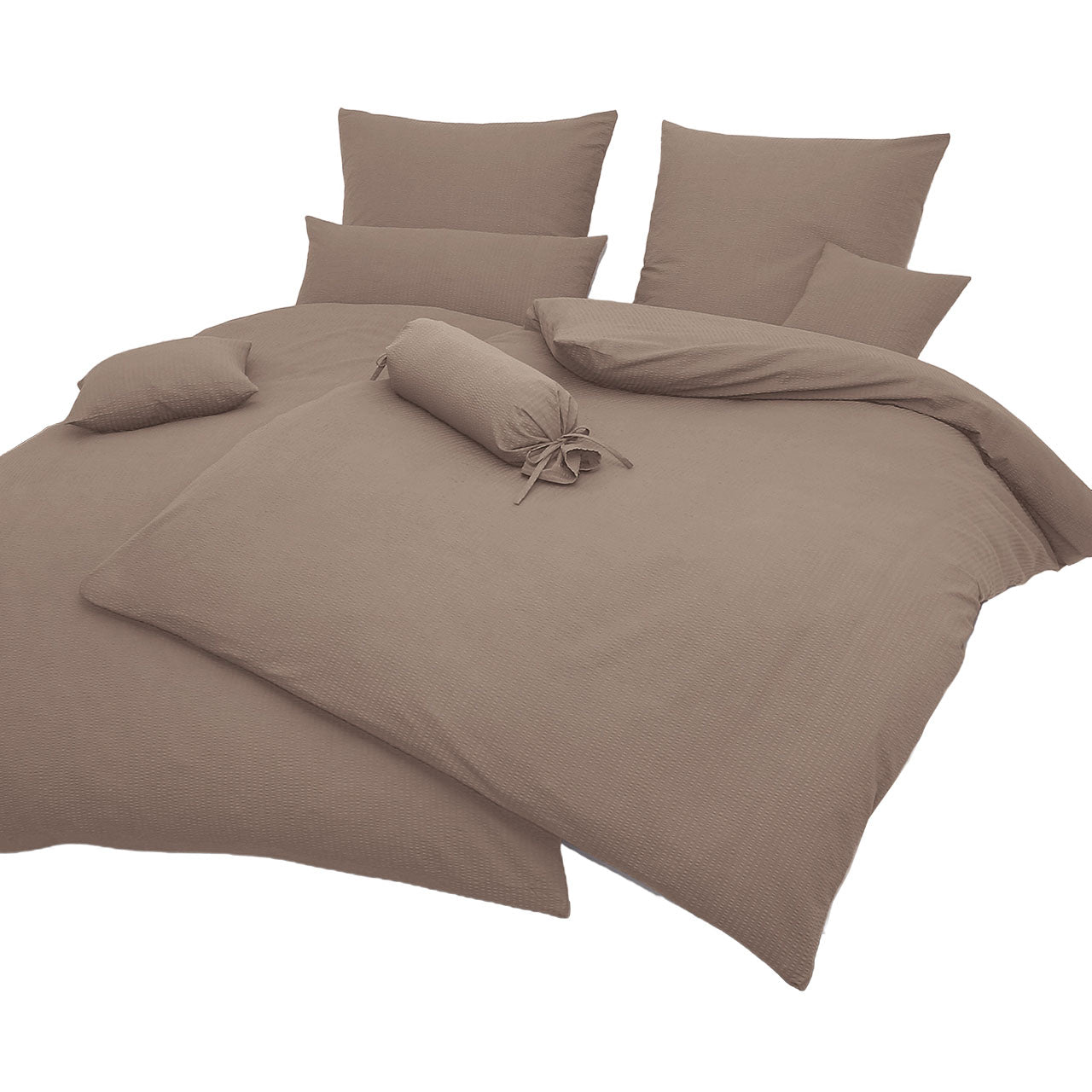 Janine Sensitive Uni Bettwäsche Set aus Baumwoll Seersucker