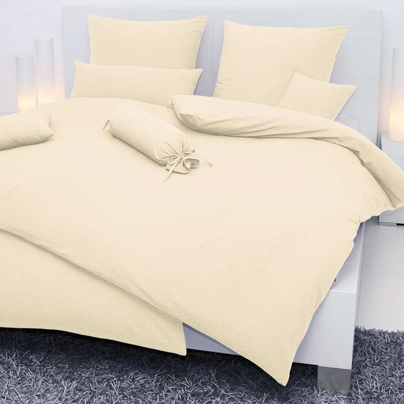 Janine Sensitive Uni Bettwäsche Set aus Baumwoll Seersucker