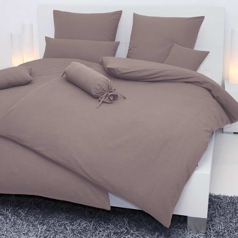 Janine Sensitive Uni Bettwäsche Set aus Baumwoll Seersucker