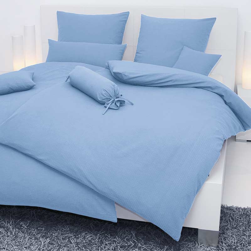 Janine Sensitive Uni Bettwäsche Set aus Baumwoll Seersucker