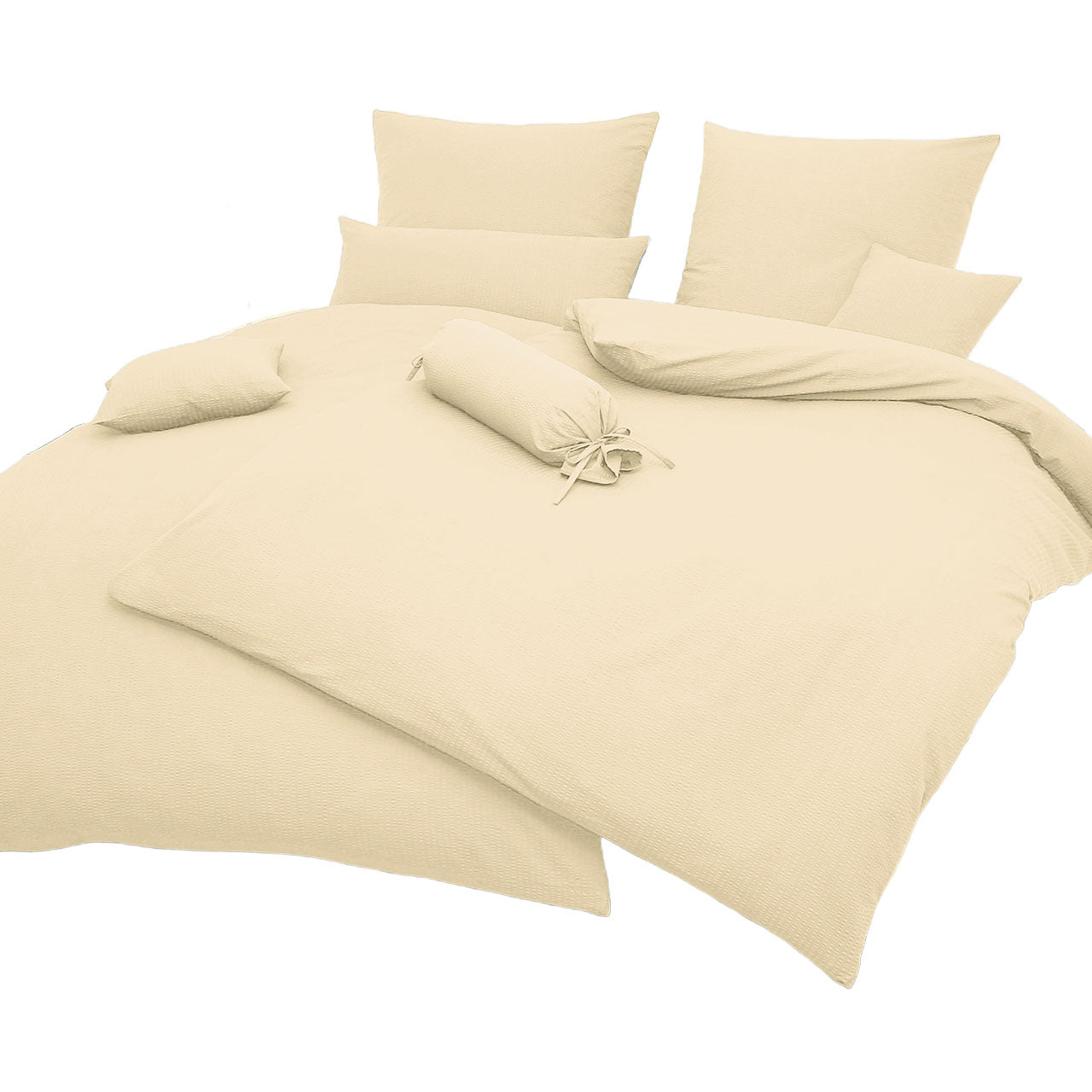 Janine Sensitive Uni Bettwäsche Set aus Baumwoll Seersucker