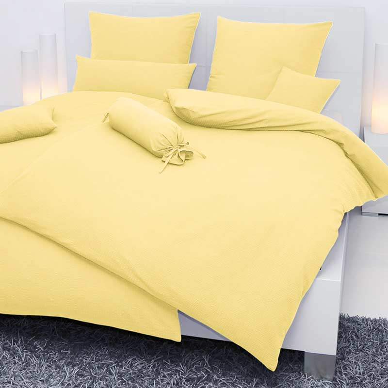 Janine Sensitive Uni Bettwäsche Set aus Baumwoll Seersucker