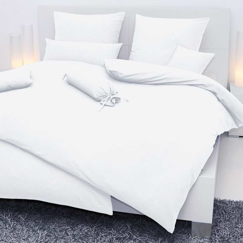 Janine Sensitive Uni Bettwäsche Set aus Baumwoll Seersucker