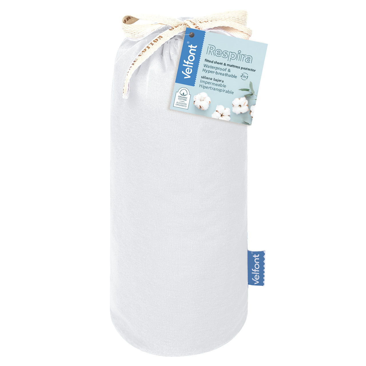 Velfont® Respira Bio-Baumwolle Spannbetttuch wasserdicht und atmungsaktiv