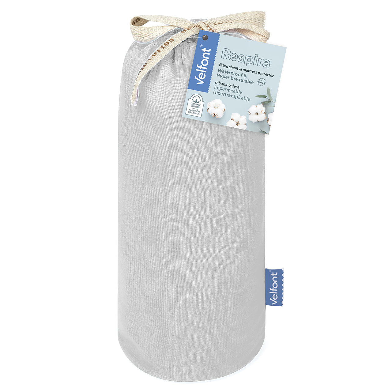 Velfont® Respira Bio-Baumwolle Spannbetttuch wasserdicht und atmungsaktiv