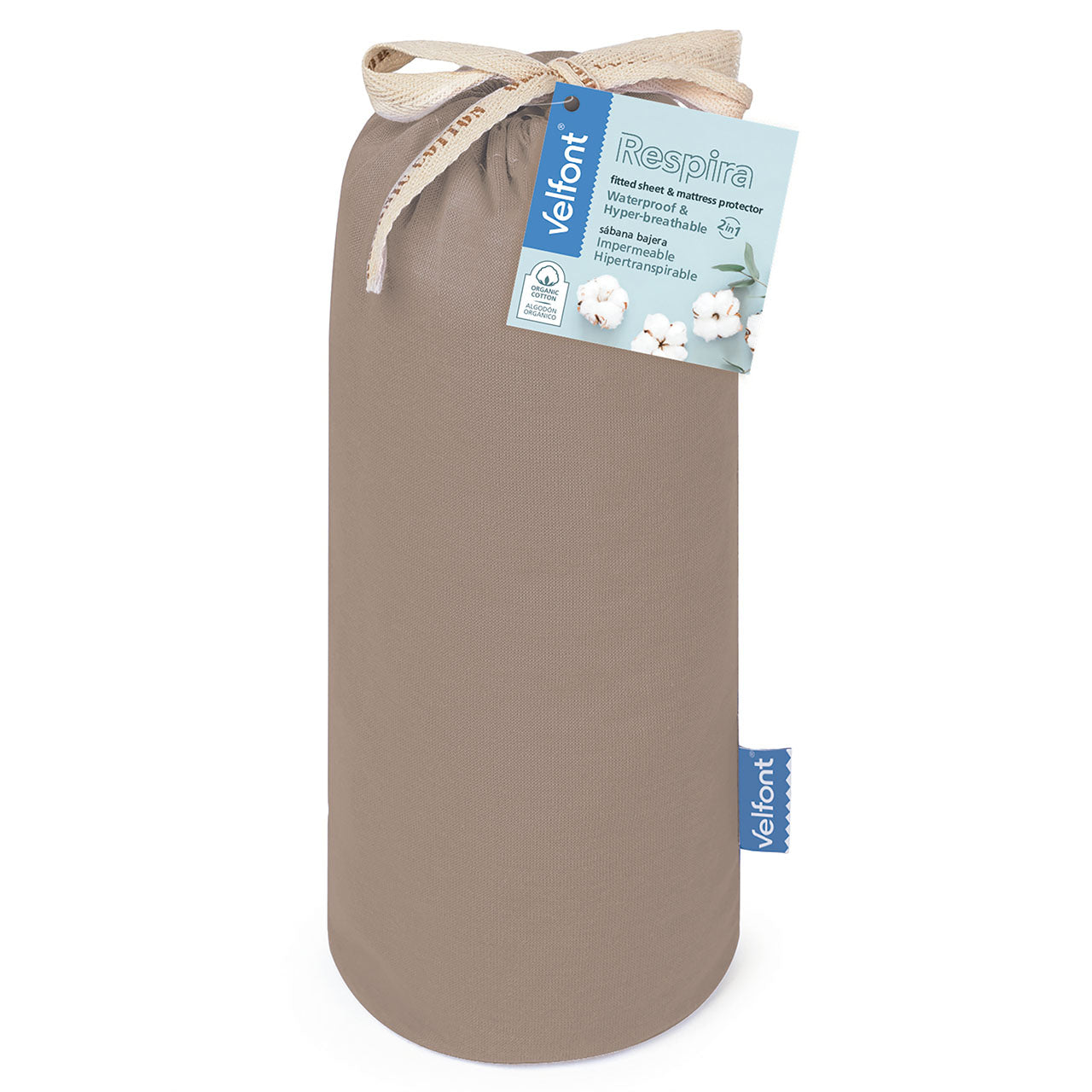 Velfont® Respira Bio-Baumwolle Spannbetttuch wasserdicht und atmungsaktiv