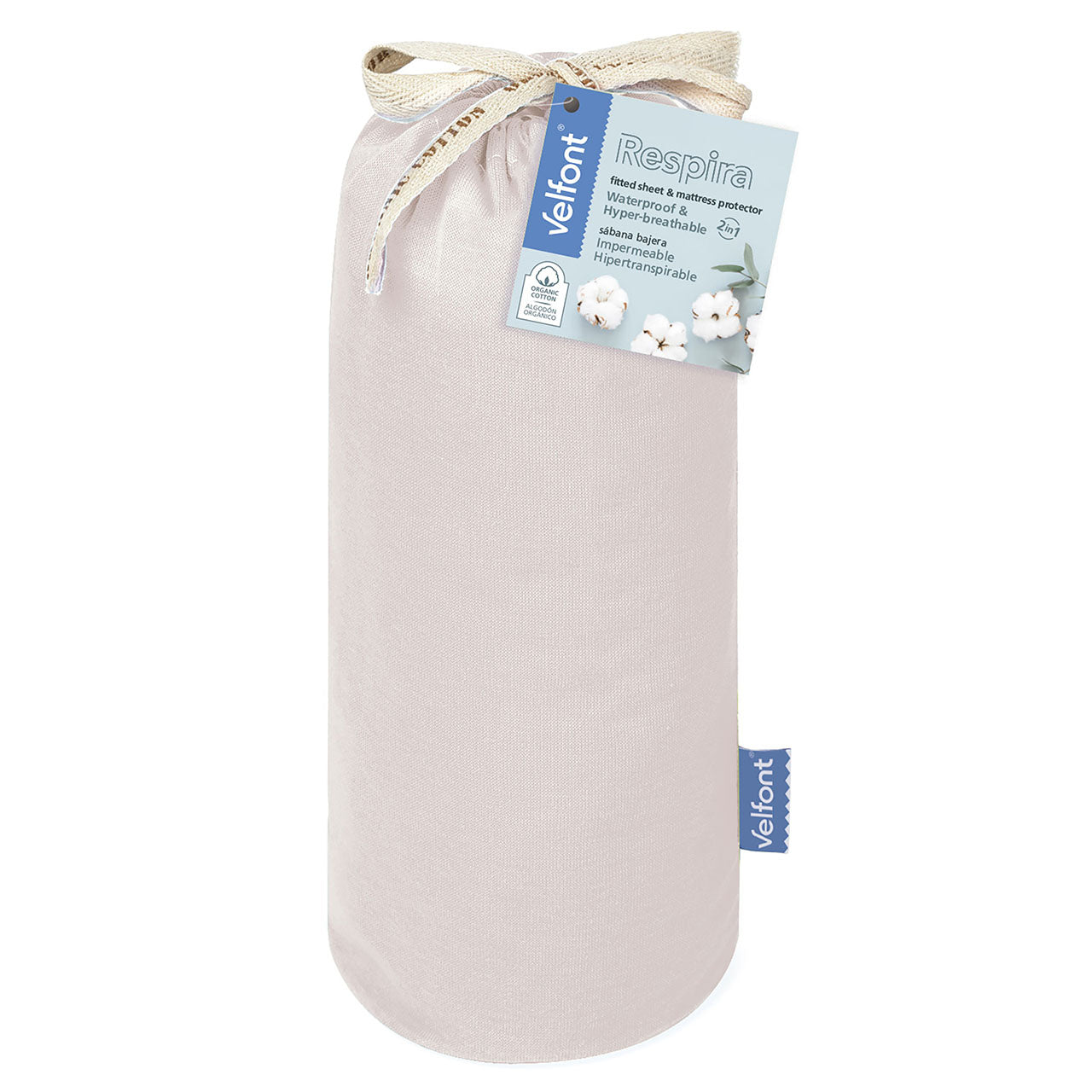 Velfont® Respira Bio-Baumwolle Spannbetttuch wasserdicht und atmungsaktiv