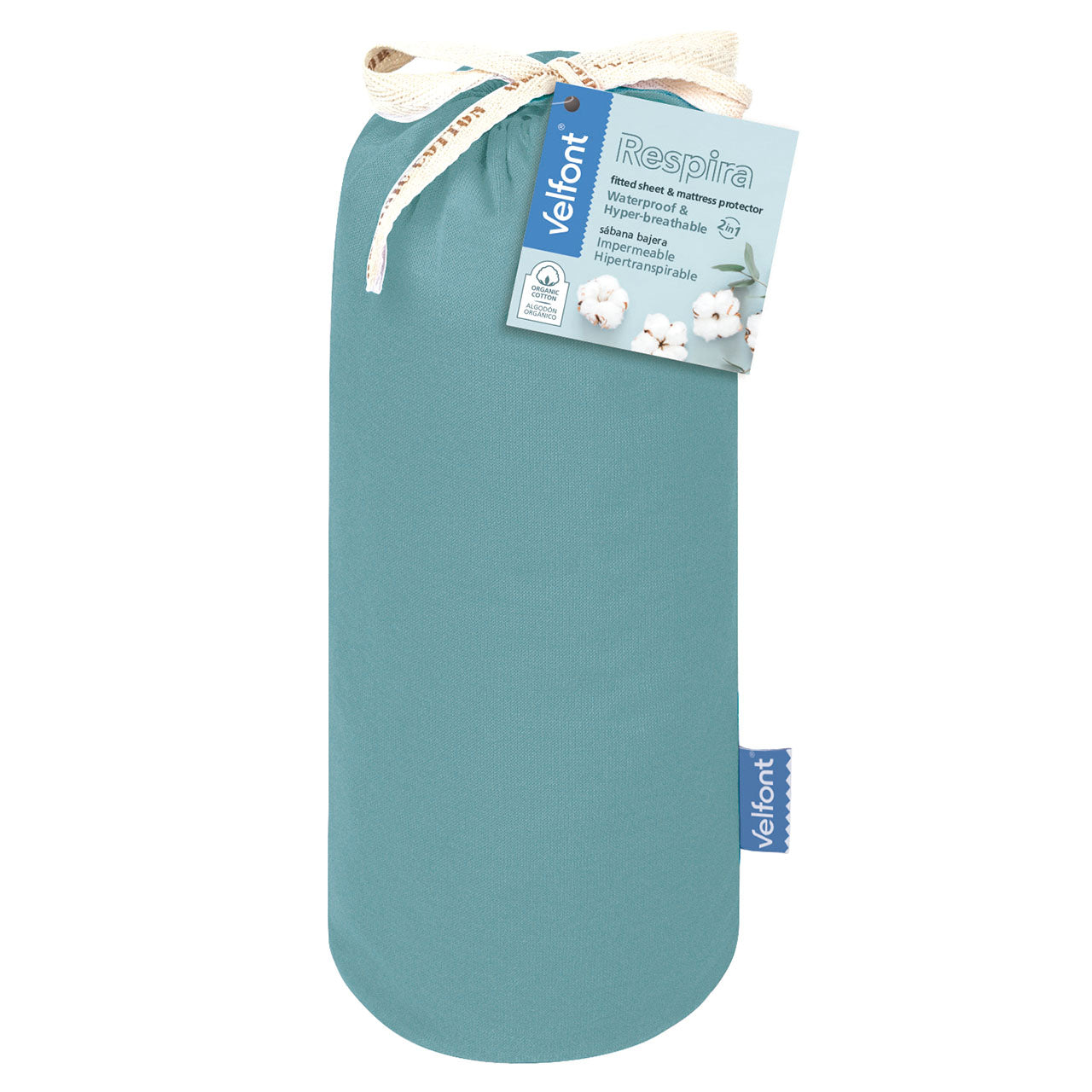 Velfont® Respira Bio-Baumwolle Spannbetttuch wasserdicht und atmungsaktiv