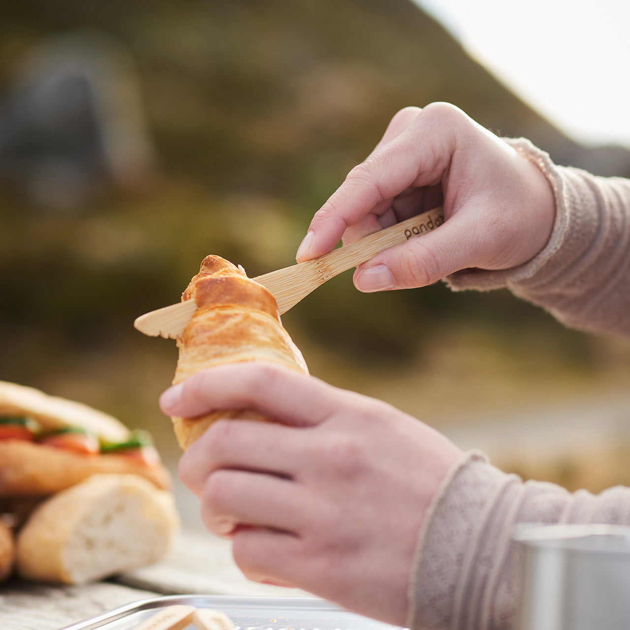 Pandoo Mehrweg Besteck aus Bambus, 5 Stück