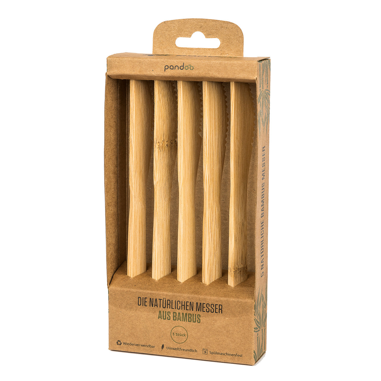 Pandoo Mehrweg Besteck aus Bambus, 5 Stück