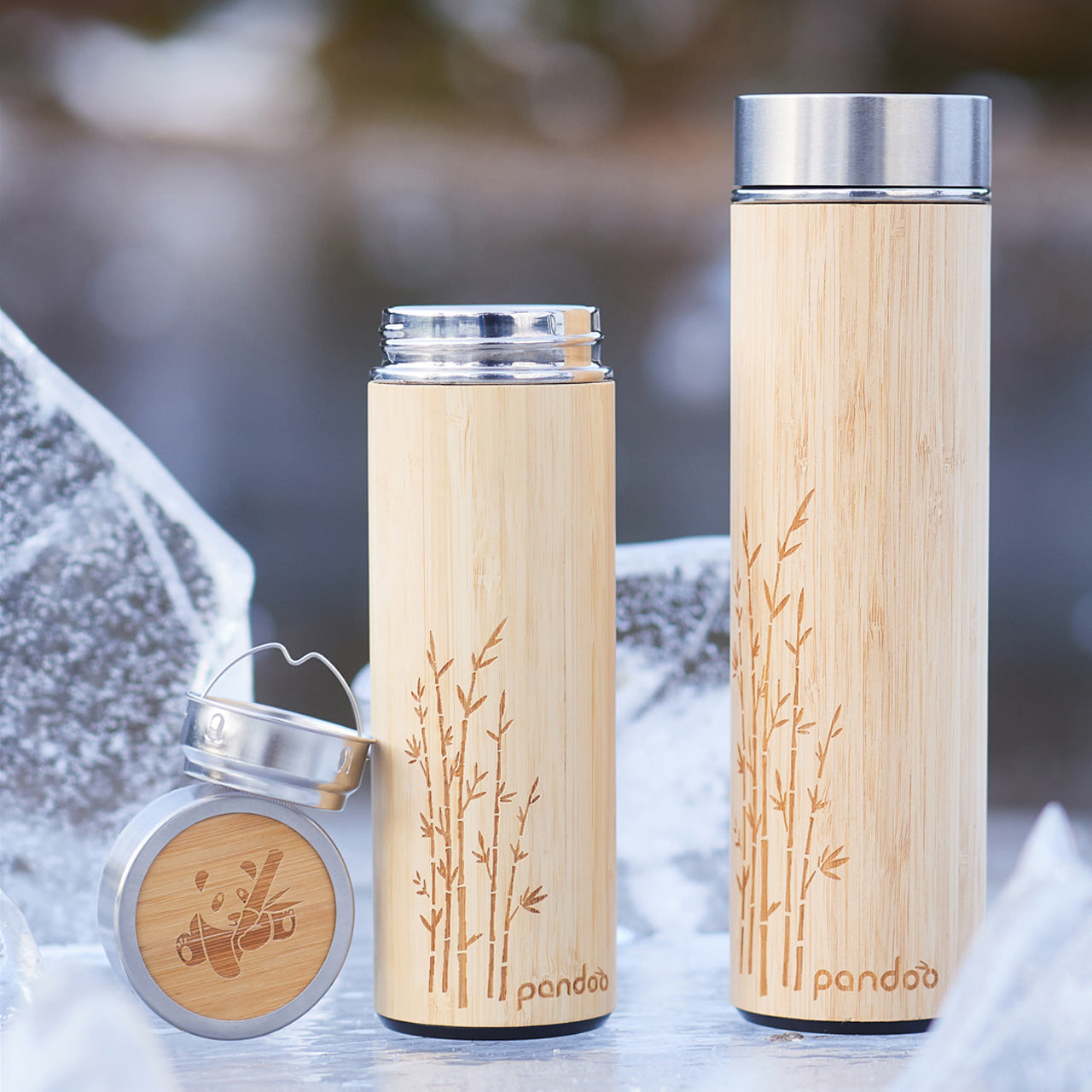 Pandoo Thermobecher aus Edelstahl / Bambus