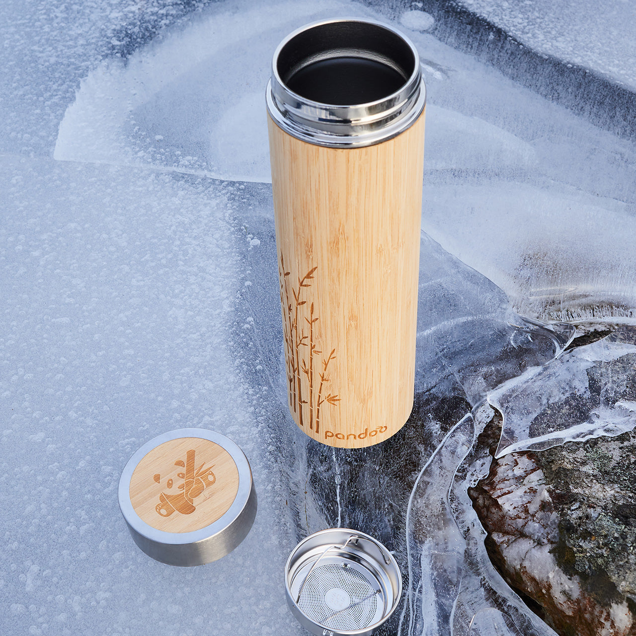 Pandoo Thermobecher aus Edelstahl / Bambus