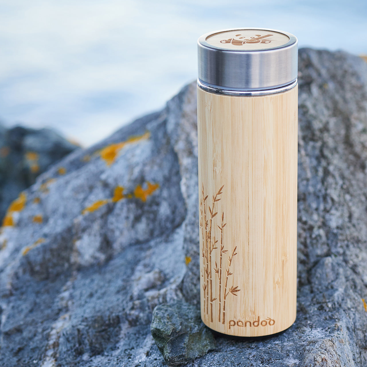 Pandoo Thermobecher aus Edelstahl / Bambus
