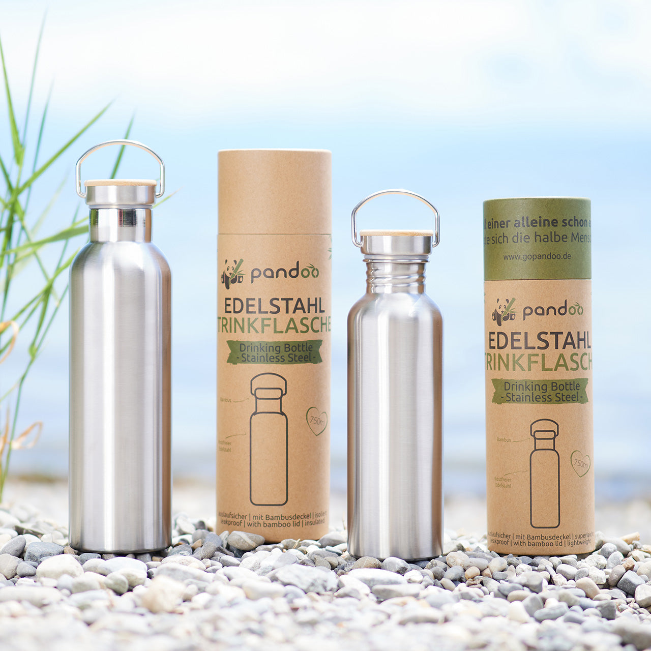 Pandoo Thermo Trinkflasche aus Edelstahl