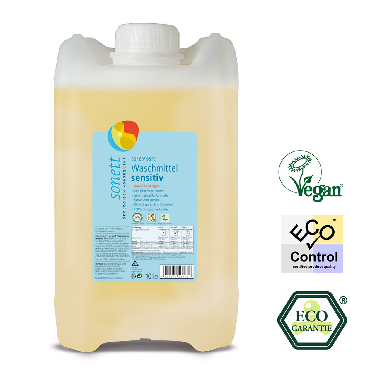 Sonett Allergiker Waschmittel sensitiv flüssig. ohne Duftstoffe