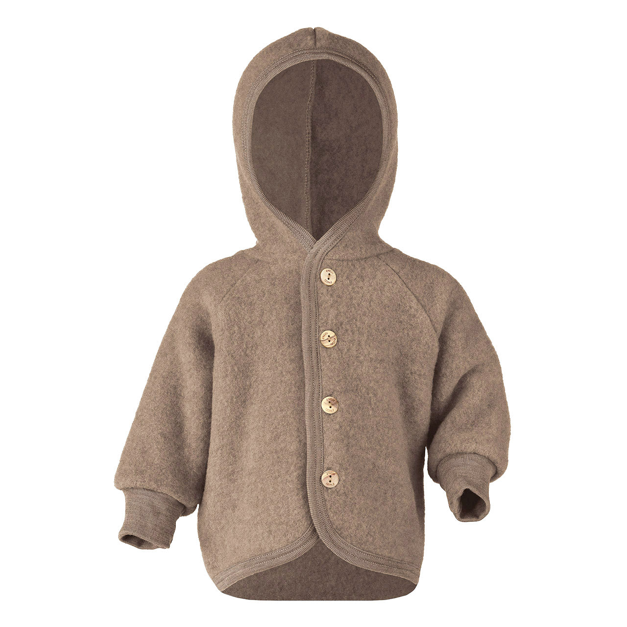 Engel Baby Jacke mit Kapuze und Knöpfen aus Schurwolle / Fleece