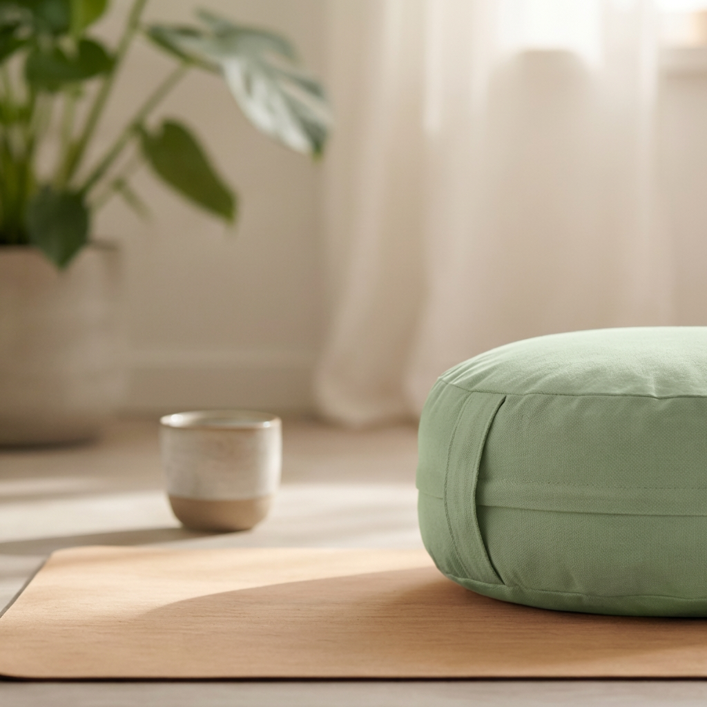 Mudis Meditationskissen Rund mit Dinkelspelz Füllung, 40 x 20 cm