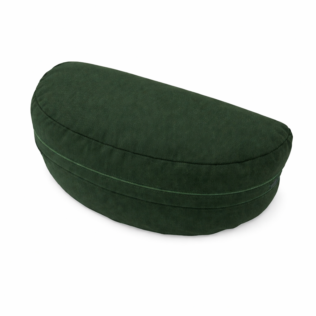 Mudis Meditationskissen Halbmond mit Dinkelspelz Füllung, 36 x 18 cm