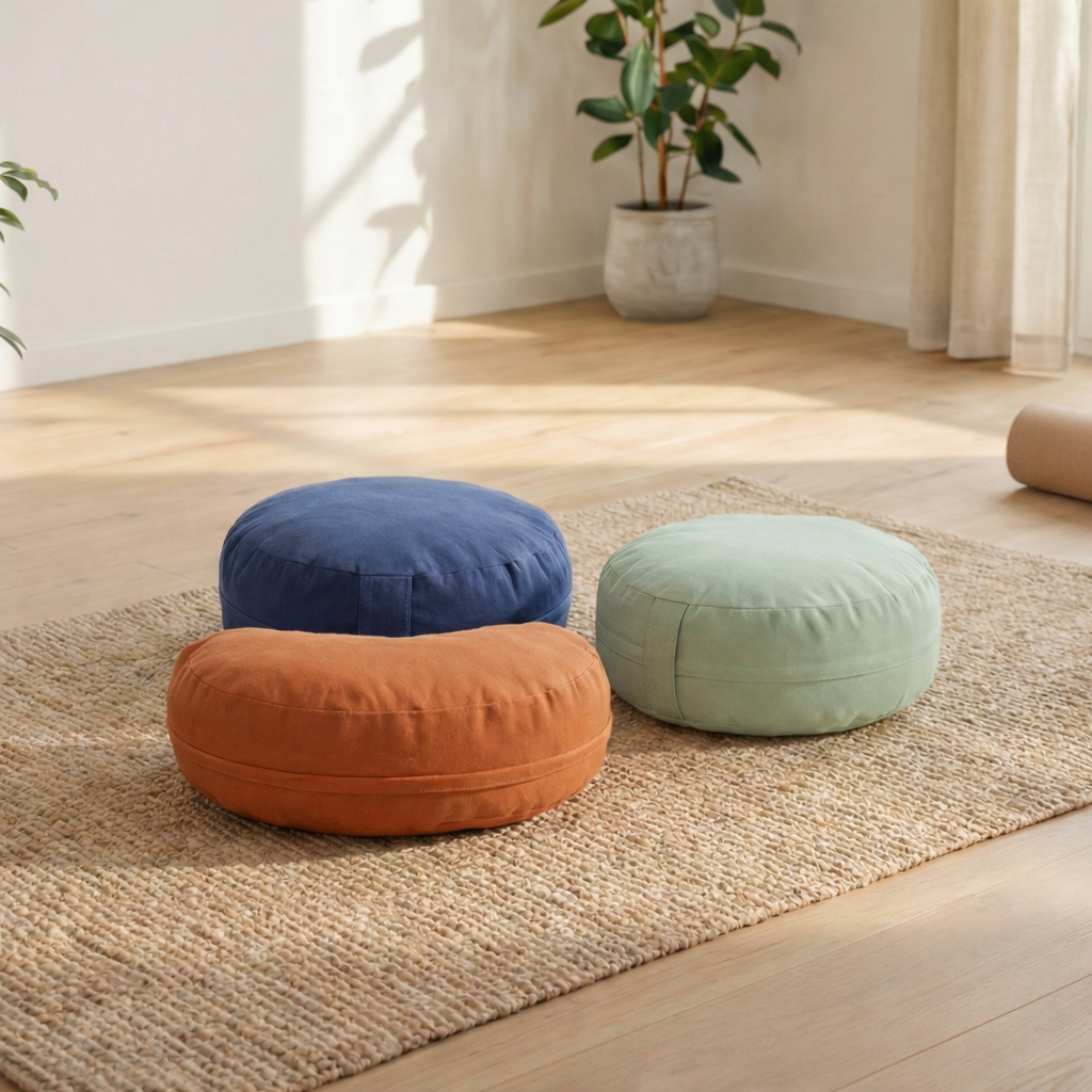 Mudis Meditationskissen Rund mit Dinkelspelz Füllung, 40 x 20 cm