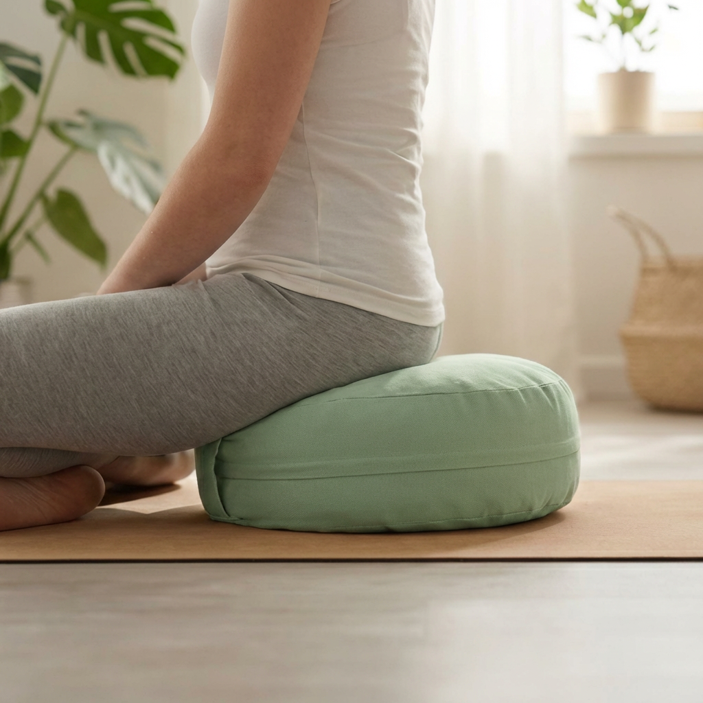 Mudis Meditationskissen Rund mit Dinkelspelz Füllung, 30 x 10 cm