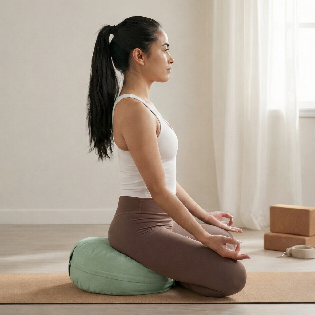 Mudis Meditationskissen Rund mit Dinkelspelz Füllung, 35 x 15 cm