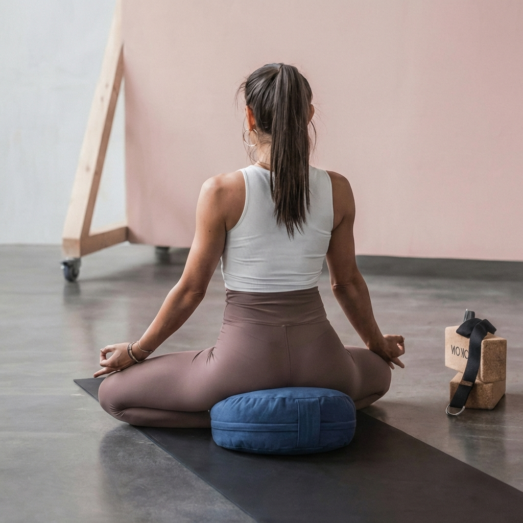 Mudis Meditationskissen Rund mit Dinkelspelz Füllung, 35 x 15 cm