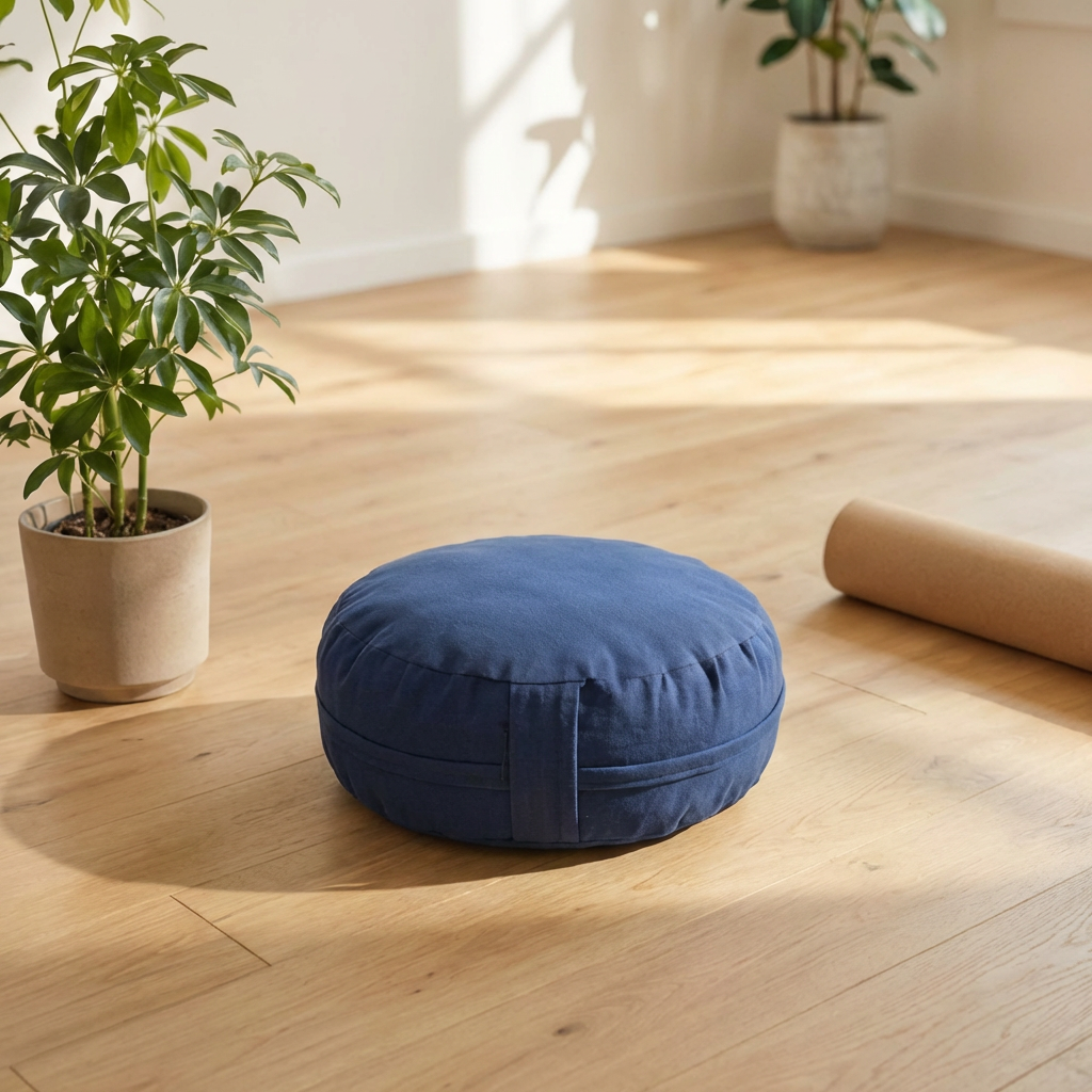 Mudis Meditationskissen Rund mit Dinkelspelz Füllung, 35 x 15 cm