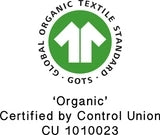 GOTS-Siegel „Global Organic Textile Standard“, zertifiziert durch Control Union, CU 1010023