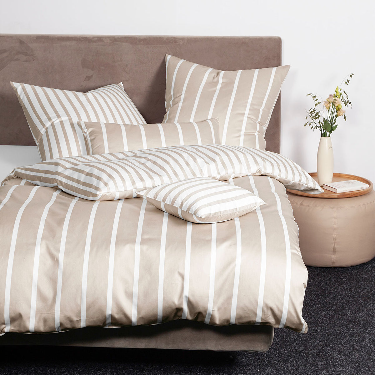 Janine Jersey Modern Classic Streifen Bettwäsche Set aus Baumwolle