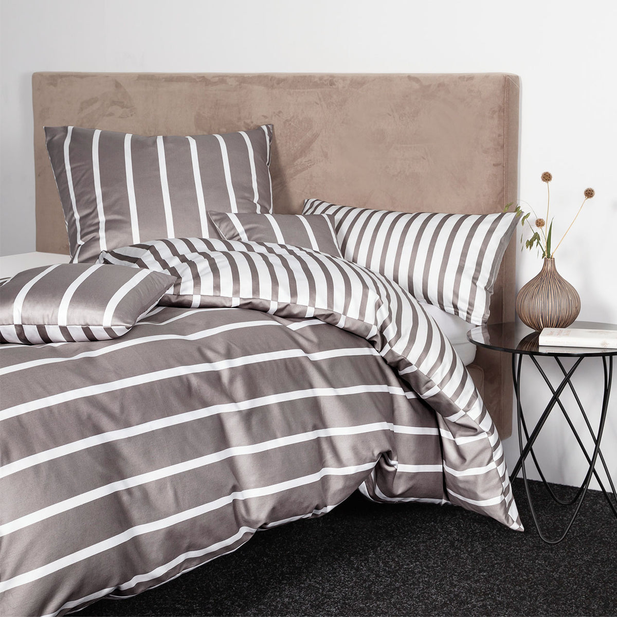 Janine Jersey Modern Classic Streifen Bettwäsche Set aus Baumwolle