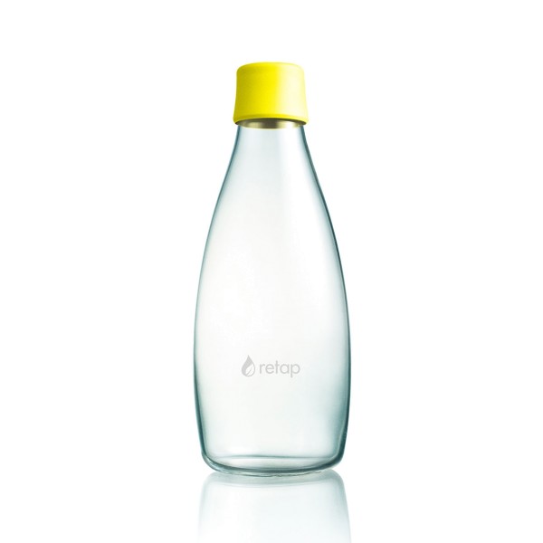Retap - 0,8l Trinkflasche aus Glas mit Deckel in Yellow
